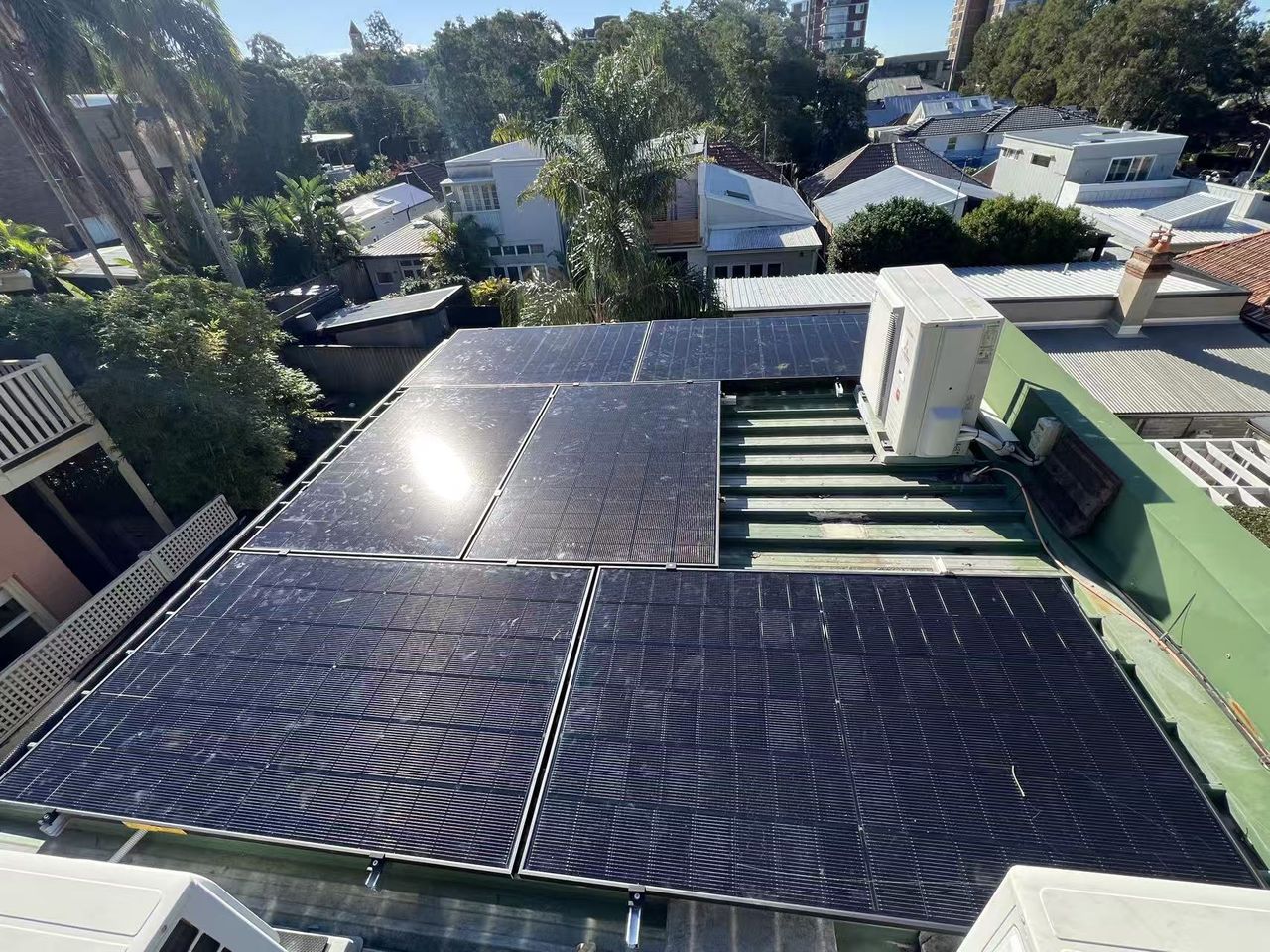 Compact solar array on the Bondi roof